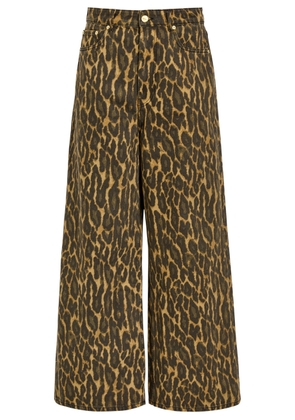 Ganni Leopard-print Wide-leg Jeans - Khaki - 25 (W25 / UK6 / XS)