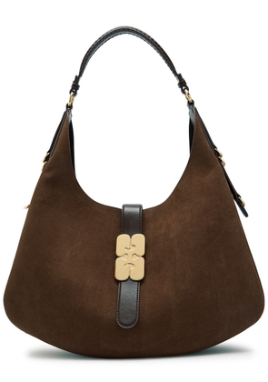Ganni Kat Large Suede Shoulder bag - Brown - One Size