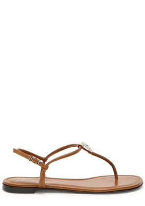 Giuseppe Zanotti Hobby 10 Crystal-embellished Leather Sandals - Brown - 38 (IT38 / UK5)