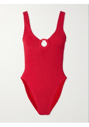 Hunza G - Celine Seersucker Swimsuit - Red - Beachwear One Size