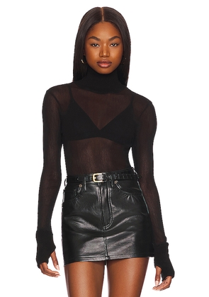 Enza Costa Mesh Cuffed Turtleneck in Black. Size S. Also in L, XS.