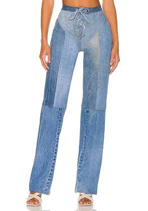 EB Denim Lace Up Jeans in Denim-Medium. Size XL. Also in L.
