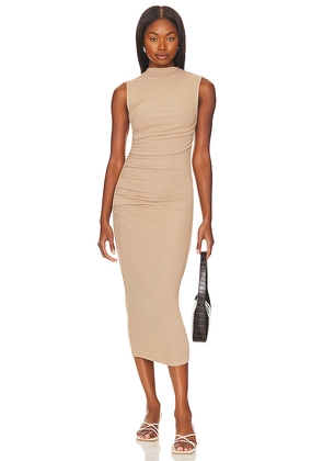 Enza Costa Silk Knit Sleeveless Twist Midi Dress in Nude. Size S. Also in L, XL.