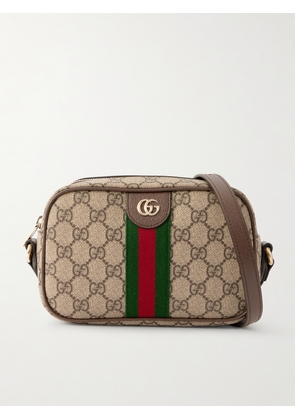Gucci - Ophidia Mini Webbing And Leather-trimmed Printed Coated-canvas Shoulder Bag - Neutrals - One size