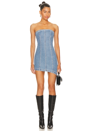 Abrand Georgia Bustier Mini Dress in Denim-Light. Size L. Also in XL, XXS.
