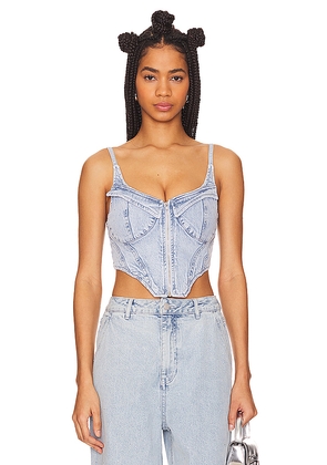 AFRM x Revolve Iris Top in Denim-Light. Size XL. Also in L.
