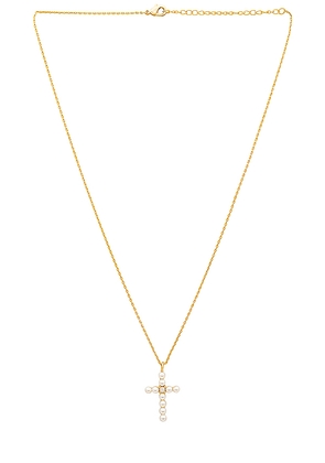 By Adina Eden Pearl X Cz Cross Pendant Necklace in Metallic Gold.