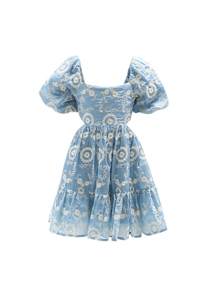 Bardot Junior Ellory Brioderie Mini Dress in Baby Blue. Size 5. Also in 6, 7.