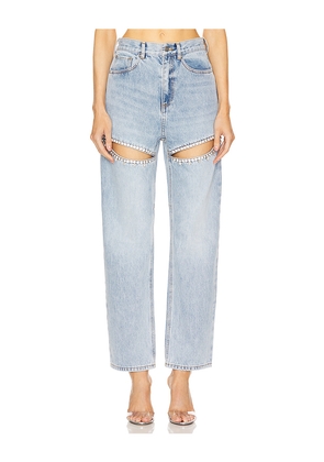 AREA Crystal Slit Jeans in Denim-Light. Size 27. Also in 30.