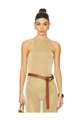 Cult Gaia Cassius Knit Bodysuit in Metallic Gold. Size M. Also in S.