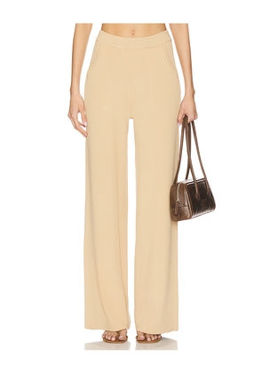 AEXAE Fine Knit Ribbed Straight Leg Pant in Tan. Size S. Also in XS, XXS.