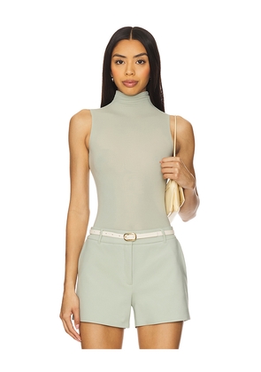 Commando Ballet Mockneck Sleeveless Bodysuit in Sage.
