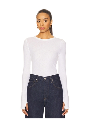 Enza Costa Cashmere New Classic Long Sleeve Crew Top in White. Size M. Also in S.