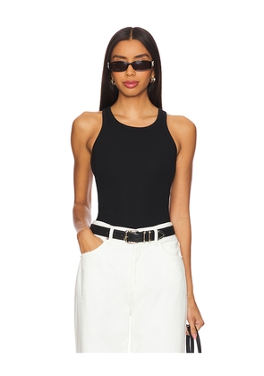 Eterne High Neck Fitted Tank Top in Black. Size M. Also in L, S, XL, XS.