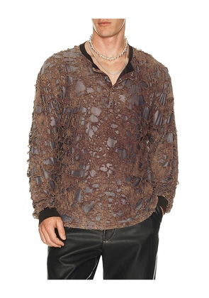 Diesel T-Overt Long Sleeve Tee in Brown. Size M. Also in XL/1X.