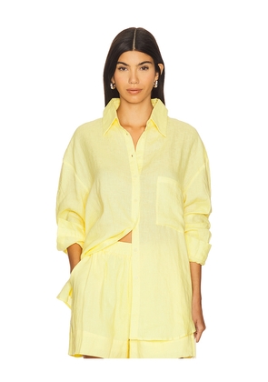 AEXAE Linen Woven Shirt in Yellow. Size M. Also in S, XS.