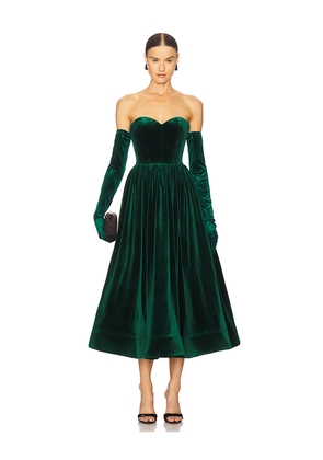 Bronx and Banco Inara Velvet Midi Dress in Dark Green. Size M. Also in XS.