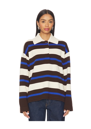 ALIGNE Ester Merino Rugby Top in Cream,Chocolate. Size L. Also in M, S, XS.