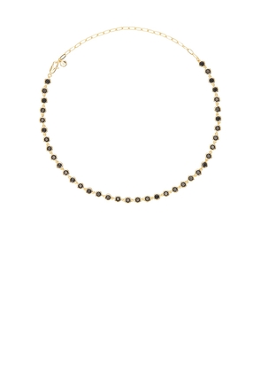 Ettika Crystal Disc Link Necklace in Metallic Gold.