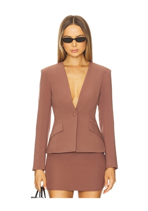 ALL THE WAYS Elizabeth Deep V Blazer in Brown. Size S. Also in L, XS.