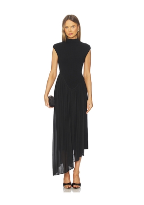 ET OCHS Francis Knit Combo Midi Dress in Black. Size L. Also in S.