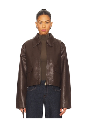 ALL THE WAYS Fianna Faux Leather Jacket in Brown. Size L. Also in M, S, XL, XS, XXS.