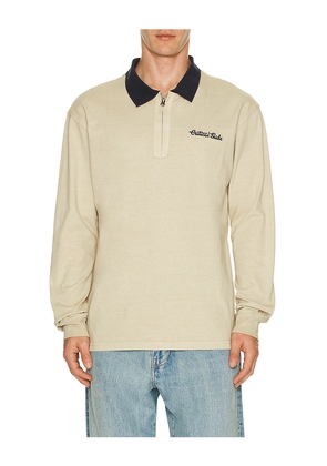 Critical Slide Sun Cured Quarter Zip Rugby in Tan. Size S. Also in XL/1X.