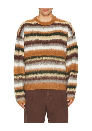 Bound Alpaca Brushed Stripe Sweater in Brown. Size S. Also in XL/1X.