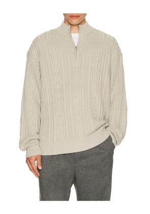 Bound Cable Knit Half Zip Sweater in Grey. Size S. Also in XL/1X.