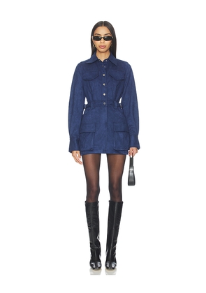 Bubish Celine Faux Suede Shirt Dress in Blue. Size 12/L. Also in 6/XS, 8/S.