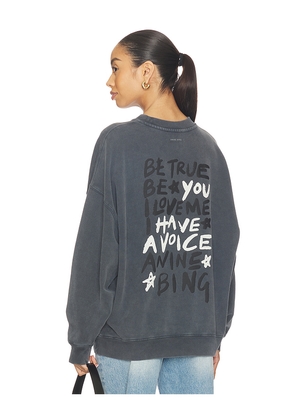 ANINE BING Miles Sweatshirt Empowerment in Black. Size M. Also in S, XS.