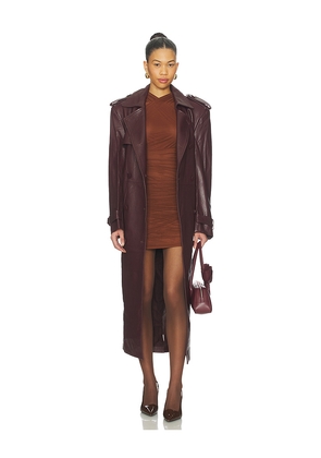 AEXAE x REVOLVE Leather Suede Trench Coat in Burgundy. Size S. Also in XS.