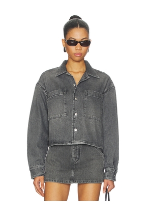 Alexander Wang Cropped Long Sleeve Shirt in Charcoal. Size M. Also in S.
