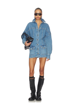 THE ATTICO Denim Shirt Mini Dress in Blue. Size 44. Also in 36.