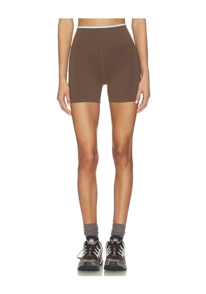 Daily Drills Go! Shortie Shorts in Brown. Size L. Also in M, S, XS.