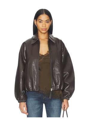 Citizens of Humanity Bubble Hem Bomber Jacket in Chocolate. Size L. Also in M, S, XS.