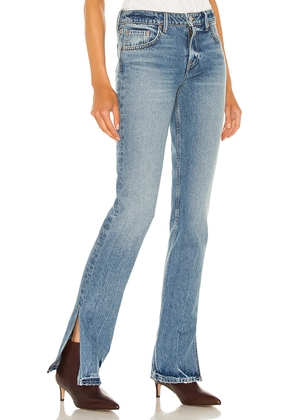 GRLFRND Hailey Low Rise Slim Boot in Denim-Medium. Size 31. Also in 32.