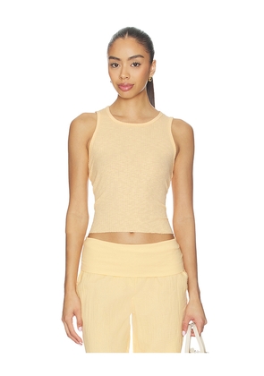 Bobi Cropped Rib Tank Top in Peach. Size L. Also in M, S, XL, XS.