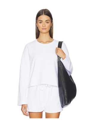 Bobi Drop Shoulder Pullover Top in White. Size L. Also in M, S, XL, XS.