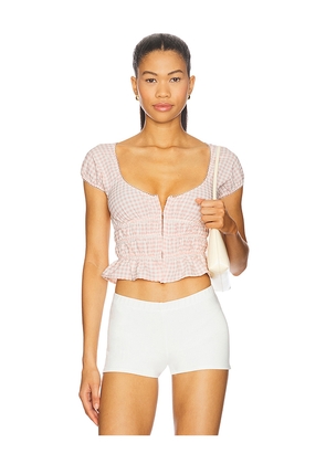For Love & Lemons Petal Gingham Top in Blush. Size L. Also in XL.