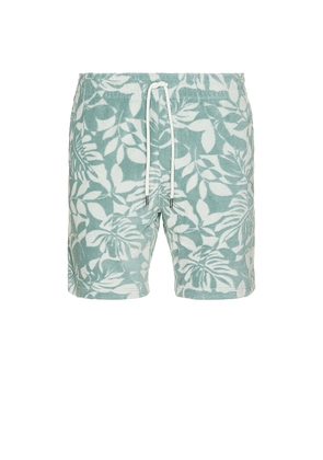 Faherty Cabana Towel Terry Sweatshort in Teal. Size M. Also in S, XL/1X.
