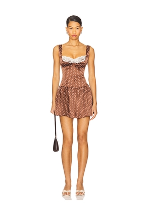 Frankies Bikinis Enchantment Sateen Mini Dress in Brown. Size XS. Also in M.