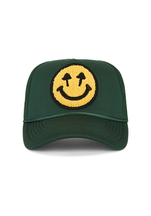 Happy Caps Double Blind Trucker Hat in Green.