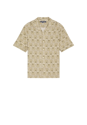 Frescobol Carioca Roberto Palmeira Printed Linen Shirt in Green. Size M. Also in XL/1X.