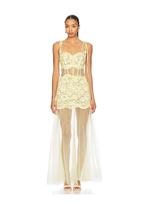 For Love & Lemons Viola Gown in Lemon. Size M. Also in S, XS.