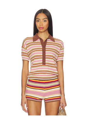 FAITHFULL THE BRAND Sable Polo Shirt in Multi. Size L. Also in XL.