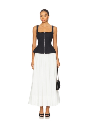 SIMKHAI Jolynn Midi Dress in Black,White. Size 2. Also in 4, 6, 8.