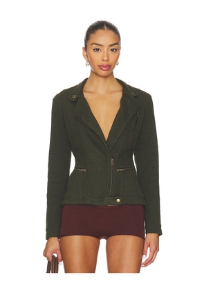 ISA BOULDER Crossover Zip Jacket in Olive. Size M. Also in S, XS.