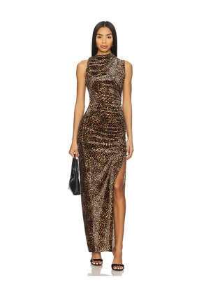 Good American Velvet High Neck Maxi Dress in Brown. Size S. Also in XXXL/3X, XXXXL/4X.
