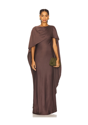 SIMKHAI Izel Cape Gown in Chocolate. Size 6. Also in 8.